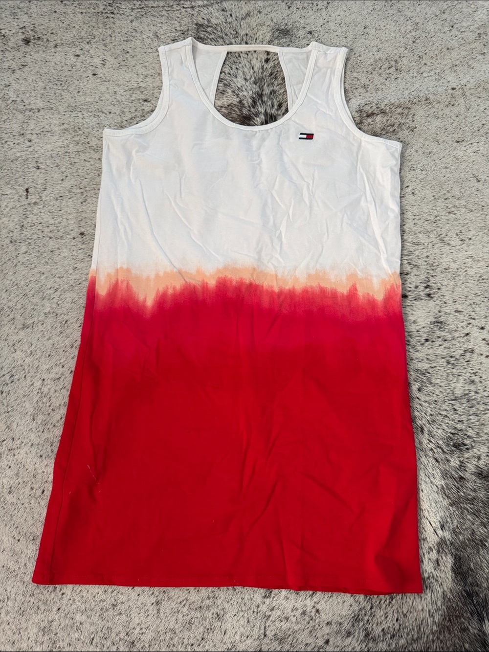 Tommy Hilfiger White Tank Top with Red and Peach Ombre Accent